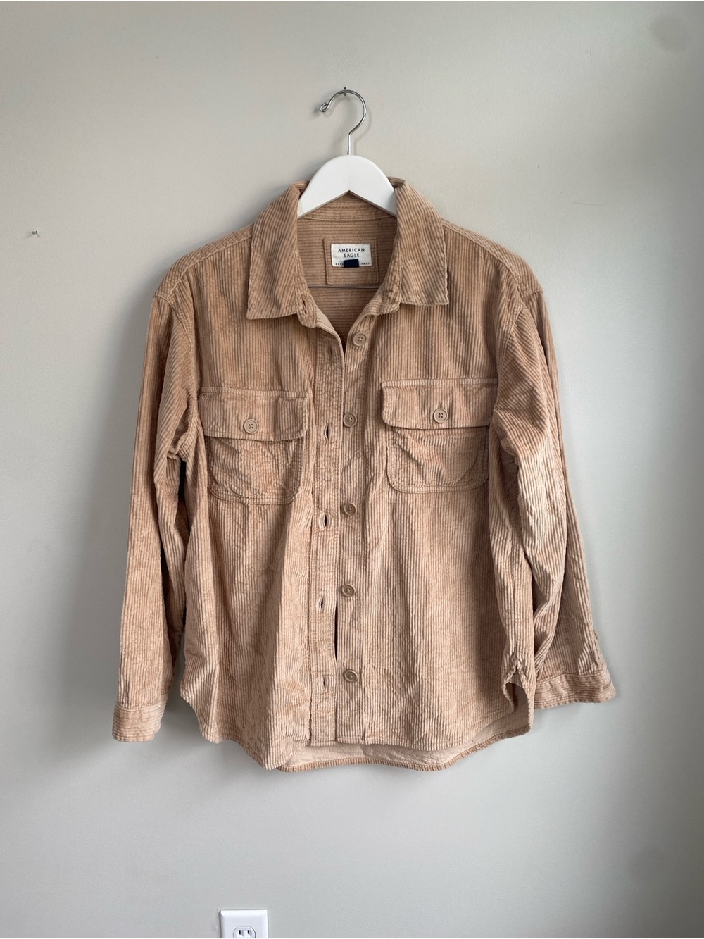 American Eagle Outfitters 100% cotton Tan Corduroy Button-Front Shaket